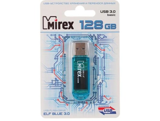 USB Флеш Mirex Elf 128GB, USB 3.0, Синий (Быт)